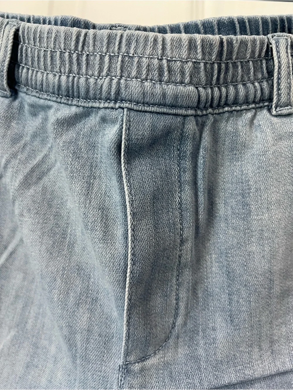 aerie Light Blue Distressed Denim Short Shorts